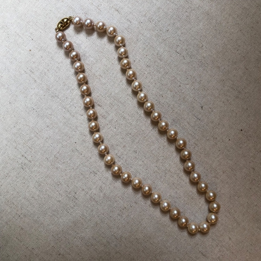 Monet Vintage Knotted Glass Pearl Necklace - Picture 6 of 9